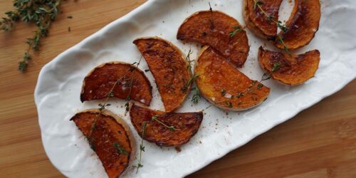 ROASTED BUTTERNUT SQUASH WITH HONEY, THYME & CINNAMON